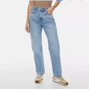 Aritzia Denim Forum The Anita Super High Loose Blue Jeans Size 24 Pleated Cotton
